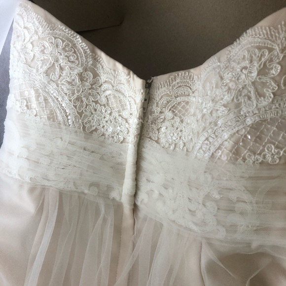 Strapless A-Line Beaded Lace Tulle Wedding Dress - Picture 7 of 13